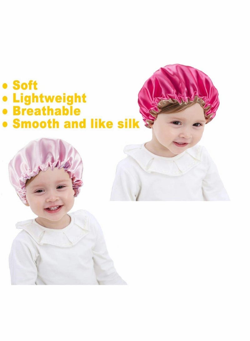 2 Pieces Satin Bonnet Kids Satin Bonnet Night Sleep Caps Adjustable Double Layer Sleeping Hats Showering Caps for Kids Girls Toddler Children Baby - Image 4